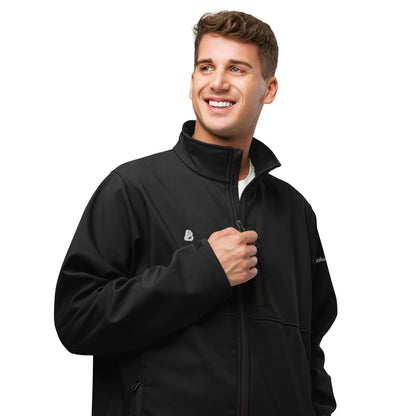 Weiche Columbia Softshell-Jacke N°1 in schwarz, ideal für Outdoor-Abenteuer mit wind- und wasserabweisendem Material.