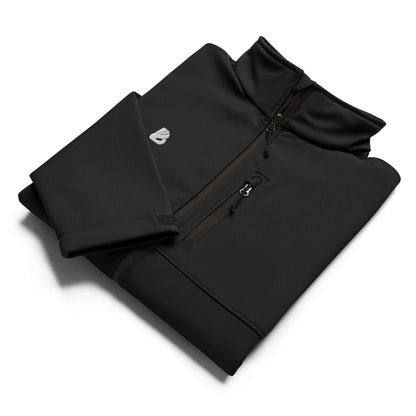 Weiche Columbia Softshell-Jacke N°1 in schwarz mit Reißverschlusstaschen, wind- und wasserabweisend für Outdoor-Abenteuer.