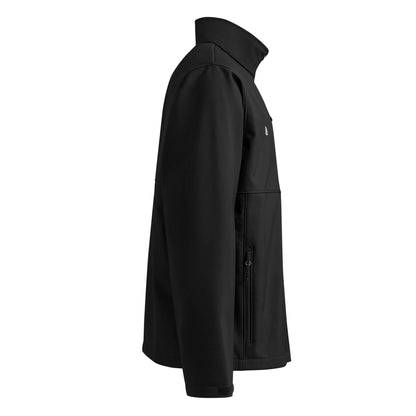 Weiche Columbia Softshell-Jacke N°1 in schwarzer Seitenansicht, wind- und wasserabweisend mit Reißverschlusstaschen, ideal für Outdoor-Abenteuer.