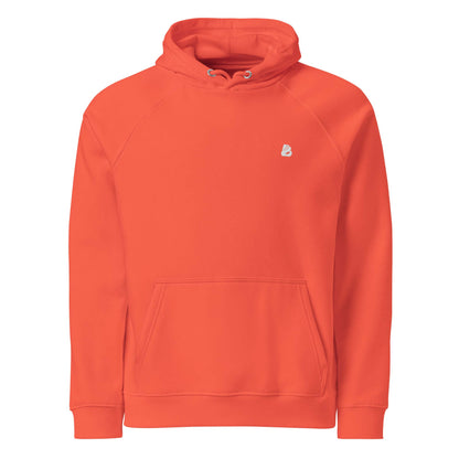 Orange Unisex Bio-Raglan-Hoodie N°4 with soft interior for ultimate comfort and style.