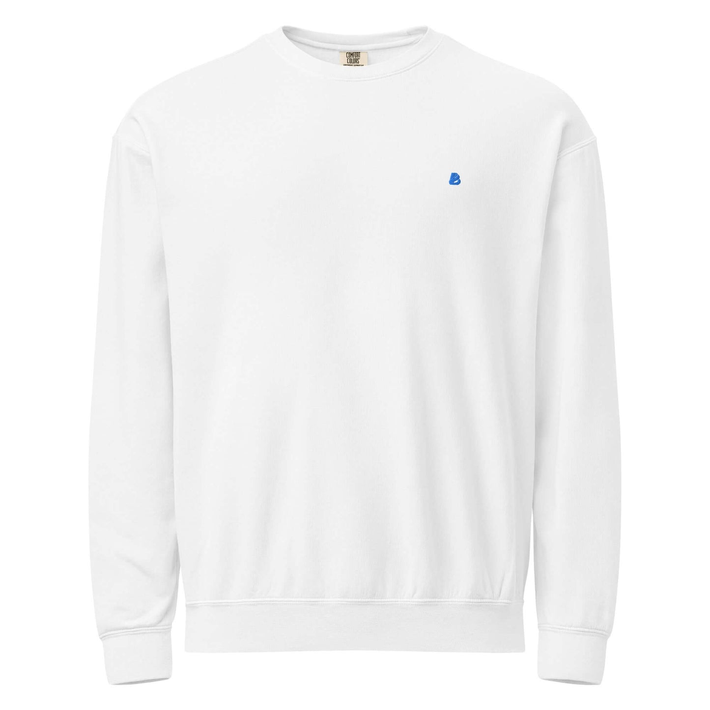 Leichter textilgefärbter Unisex-Fleece-Pullover mit Rundhalsausschnitt in weiß, ideal für Alltag mit weichem Baumwollstoff.