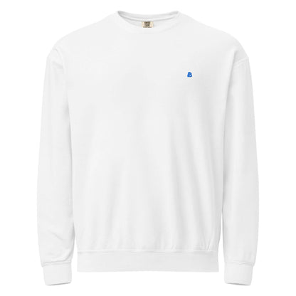 Leichter textilgefärbter Unisex-Fleece-Pullover mit Rundhalsausschnitt in weiß, ideal für Alltag mit weichem Baumwollstoff.