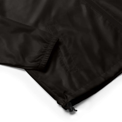 Leichter Unisex-Windbreaker mit Reißverschluss in schwarzem Polyester mit wasserabweisender Beschichtung, Detailansicht
