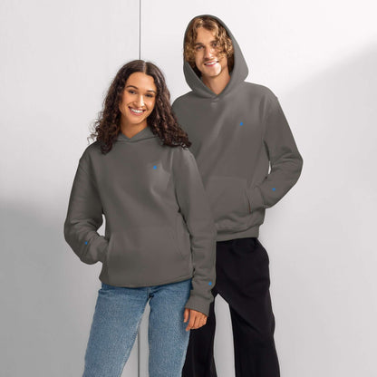 Models wearing the Schwerer Oversized Hoodie in grey, showcasing its thick, soft fabric and spacious fit, perfect for lounging.