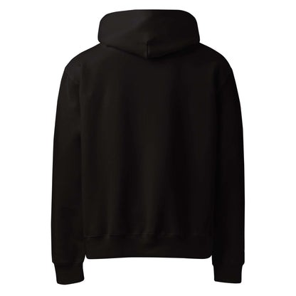 Schwerer Oversized Hoodie in black, rear view showing the cozy design and soft fleece fabric, perfect for lounging.
