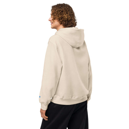 Schwerer Oversized Hoodie in beige, rückseitige Ansicht eines lässigen Designs aus Airlume Baumwolle und Polyester-Fleece.