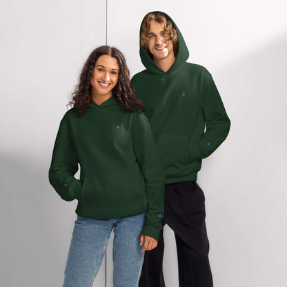 Schwerer Oversized Hoodie in forest green worn by two models, showcasing cozy, breathable fleece and relaxed fit for maximum comfort.