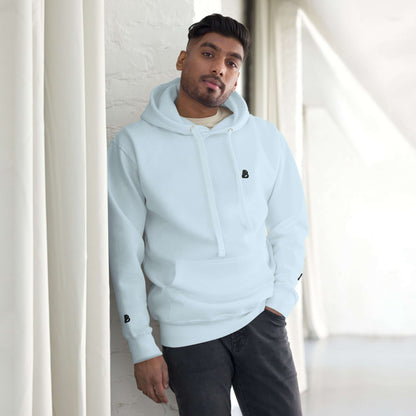 Unisex-Kapuzenpullover N°49 in Weiß, weicher Hoodie mit Beuteltasche und Kapuze, ideal für kühle Abende, klassischer Streetwear-Look