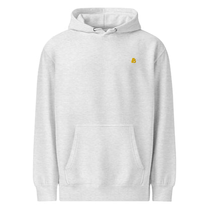 Mittelschwerer Unisex Premium-Hoodie in Grau, ideal für einen modernen Look und Komfort, mit Baumwolle und recyceltem Polyester.