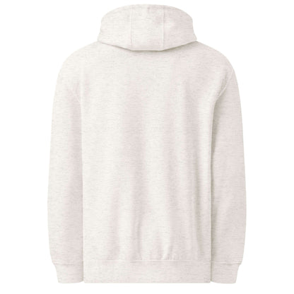 Mittelschwerer Unisex Premium-Hoodie in Weiß, Rückansicht, ideal für den Alltagslook mit Komfort, aus Baumwolle und recyceltem Polyester.