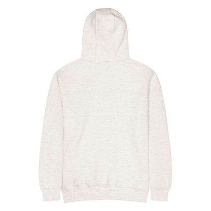 Back view of Mittelschwerer Unisex Premium-Hoodie in heather gray