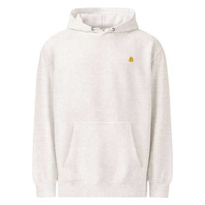 Mittelschwerer Unisex Premium-Hoodie in Weiß, ideal für den Alltag mit 80% Baumwolle und 20% recyceltem Polyester.