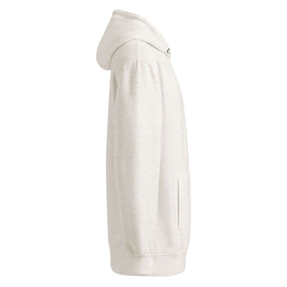 Side view of Mittelschwerer Unisex Premium-Hoodie in light color showing smooth cotton finish and comfortable fit