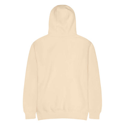 Mittelschwerer Unisex Premium-Hoodie in beige, ideal für Alltag und Komfort, 80% Baumwolle und 20% recyceltes Polyester.