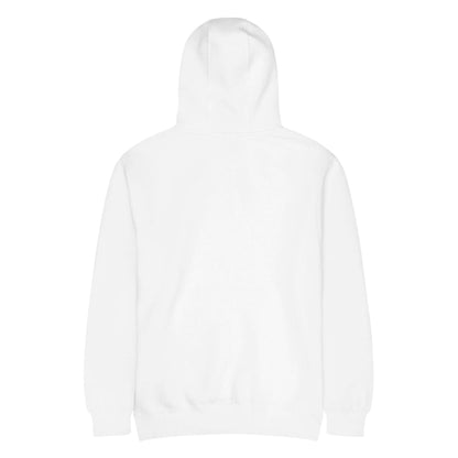 Rückansicht des Mittelschwerer Unisex Premium-Hoodie aus Baumwolle und recyceltem Polyester, ideal für Komfort und stilvollen Alltagslook.