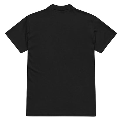 Premium-Piqué-Poloshirt N°0 in schwarz, Rückansicht aus dicker, weicher Baumwolle, ideal für Sport und Alltag, klassischer Stil.