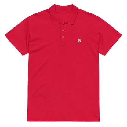 Red Premium-Piqué-Poloshirt N°0 with soft fabric and matching color button placket, offering comfort and style for sports or daily wear.