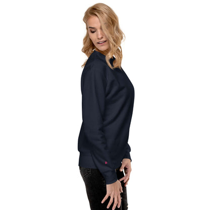 Unisex-Premium-Pullover N°1 in navy, featuring classic ribbed crew neck, long sleeves, suitable for casual streetwear.