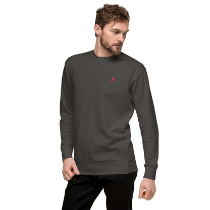 Unisex-Premium-Pullover N°1 in charcoal, featuring ribbed crew neck and long cuffs, ideal for everyday comfort and stylish streetwear.