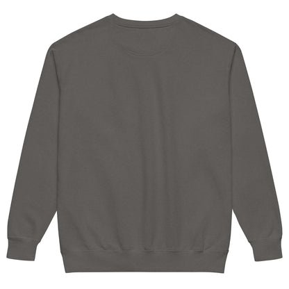 Unisex Pullover in vintage-washed color, soft cotton-polyester blend, relaxed fit, ideal for everyday wear.