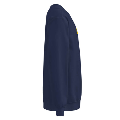 Navy blue Unisex Pullover with vintage look and relaxed fit, side view