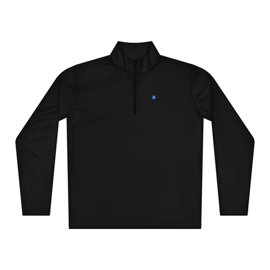Schwarzer leichter Pullover mit Viertel-Reißverschluss, aus Polyester, feuchtigkeitsableitend, geruchsabweisend und bequemer Passform.