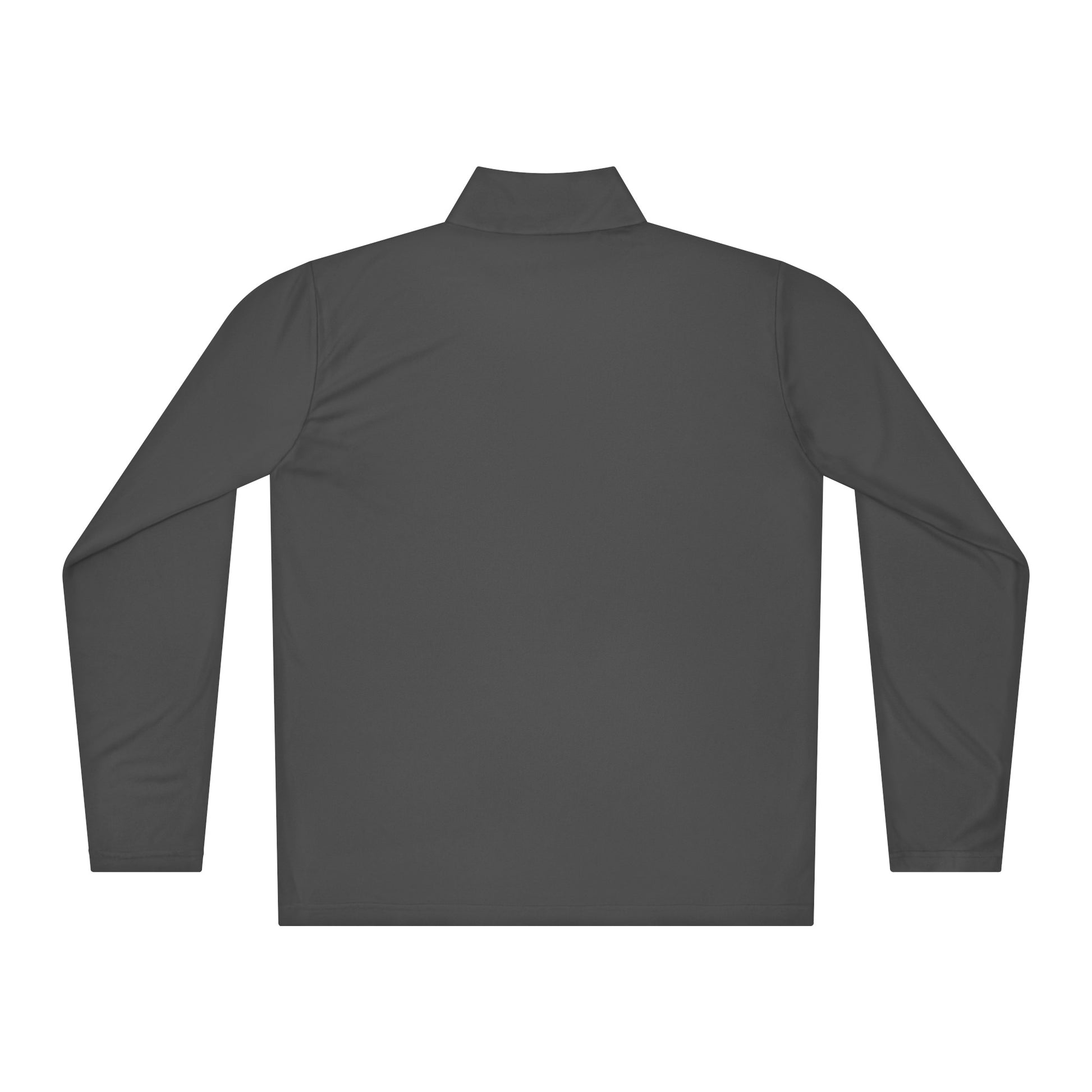 Back view of lightweight quarter-zip pullover in black, featuring a smooth fit and long sleeves.