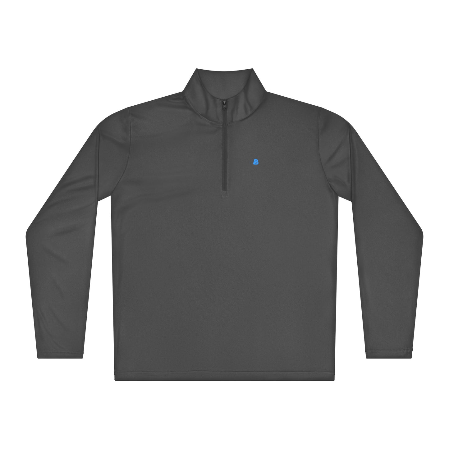Leichter grauer Pullover mit Viertel-Reißverschluss, feuchtigkeitsableitend und geruchsabweisend, 100% Polyester