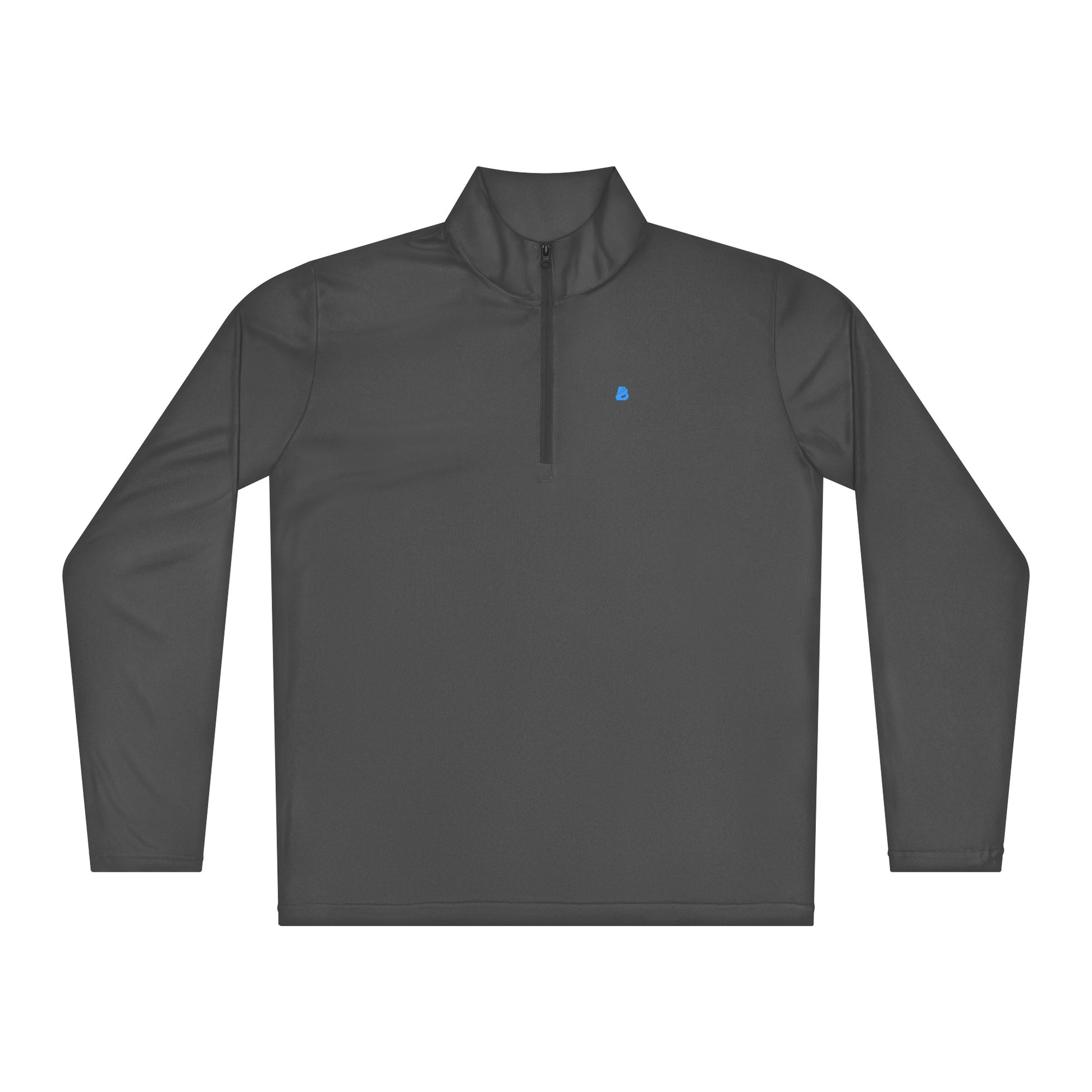 Leichter grauer Pullover mit Viertel-Reißverschluss, feuchtigkeitsableitend und geruchsabweisend, 100% Polyester