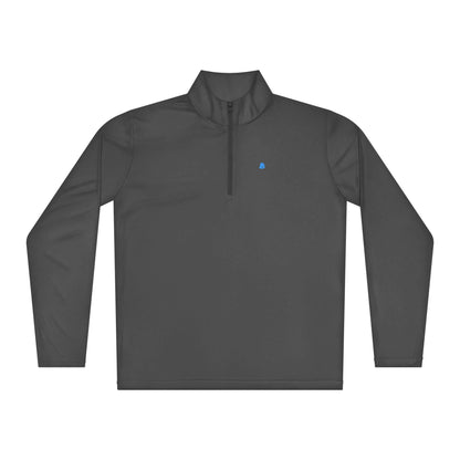 Schwarzer leichter Pullover mit Viertel-Reißverschluss, ideal für Sport und Freizeit, aus 100% Polyester, feuchtigkeitsableitend und geruchsabweisend.
