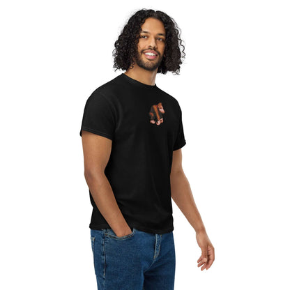 Model wearing DryBlend® T-Shirt in black, showcasing modern fit and moisture-wicking fabric for comfortable wear during any activity.