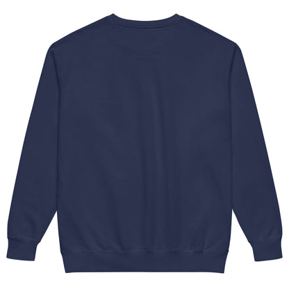 Navy blue unisex pullover with vintage-washed look, made of 80% cotton and 20% polyester, featuring soft fleece for everyday comfort.