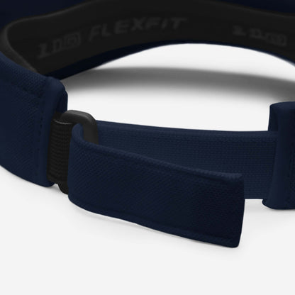 Close-up of adjustable Velcro strap on Visor N°1, showing high-quality stitching and durable flexfit fabric for comfortable wear.