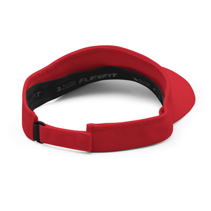 Visor N°1 in red color, featuring moisture-wicking fabric and adjustable strap, perfect for sun protection and comfort.