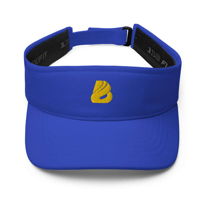 Blue embroidered Visor N°1 with moisture-wicking fabric and adjustable strap.