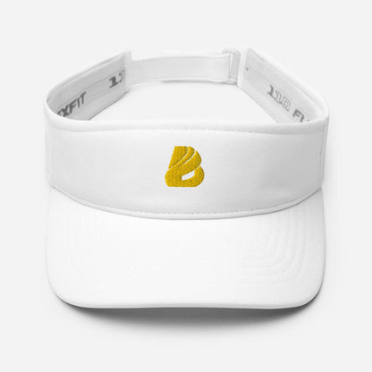 Visor N°1 – Embroidered white cap visor with moisture-wicking fabric, adjustable Velcro strap, ideal for sun and sweat protection.