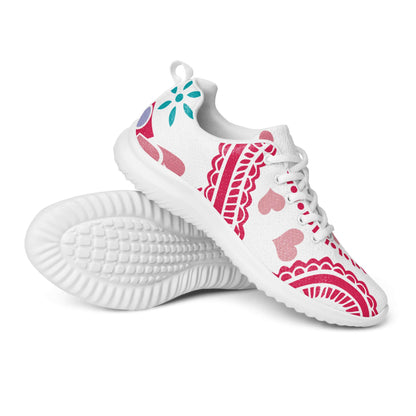 Damen-Turnschuhe N°2 mit floralem Muster, atmungsaktivem Futter und gepolstertem Kragen, seitliche Ansicht.
