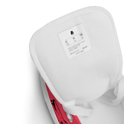 Innenansicht des High-Top Leinenschuhe für Damen N°3 mit Etikett und weißer Schnürung.