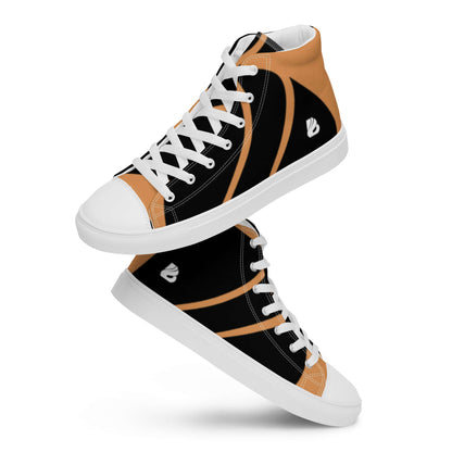 Stylish High-Top Leinenschuhe für Damen N°1, black and orange, breathable lining, comfortable insole.