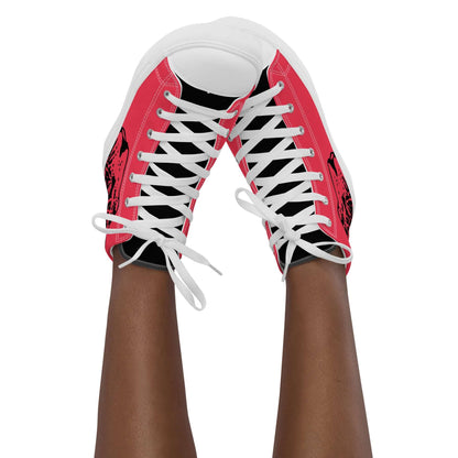 High-Top Leinenschuhe für Damen N°3 in Rot, modische Schnürschuhe mit weißer Zehenkappe und gepolstertem Kragen