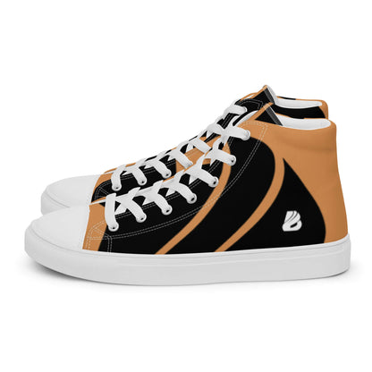 Stylish High-Top Leinenschuhe für Damen N°1 in black and tan with white laces, featuring breathable lining and cushioned collar.