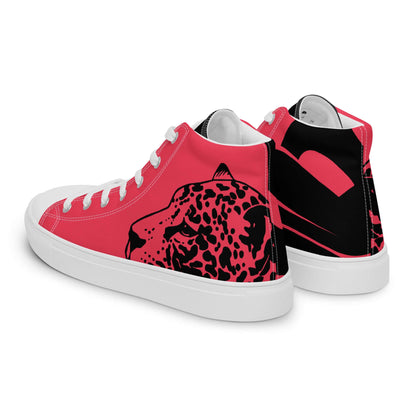 High-Top Leinenschuhe für Damen N°3 with leopard print and white laces
