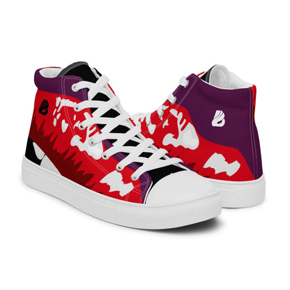 High-Top Leinenschuhe für Damen N°2 mit buntem Design und Gummisohle, atmungsaktives Futter und weiße Schnürsenkel, stilvolle Schuhe