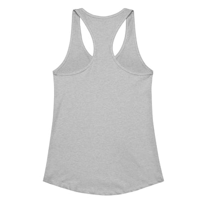 Ideales Racerback-Tanktop für Damen in Grau, atmungsaktiv und dehnbar, ideal für Sport und Freizeit.