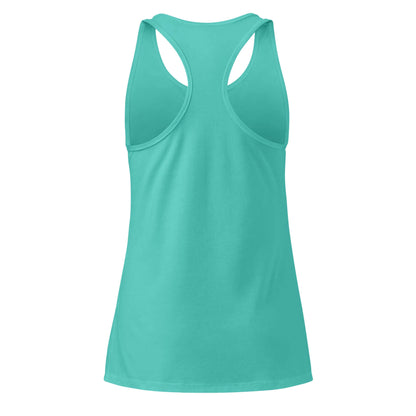 Ideales Racerback-Tanktop für Damen in Türkis, Rückansicht, bequem, atmungsaktiv, perfekt für Fitness und Alltag