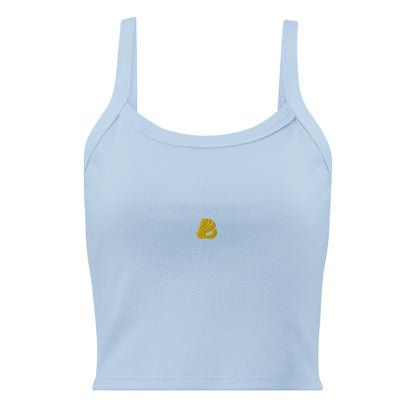 Damen Tanktop mit feiner Rippstruktur N°0 in Blau aus Mikrorippen und Airlume-Baumwolle, ideal für vielseitige Kombinationen.