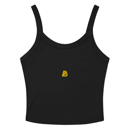 Damen Tanktop mit feiner Rippstruktur N°0 in schwarz, aus weicher Airlume-Baumwolle, mit dicken Trägern ideal für Jeans oder Blazer