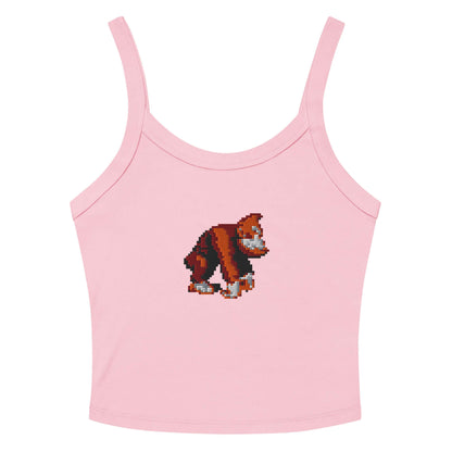 Pink camisole with a retro 8-bit pixelated gorilla design on the front.
