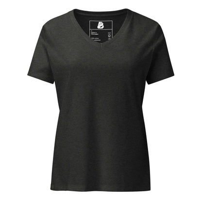 Lockeres Damen T-Shirt mit V-Ausschnitt N°1 in Heather-Farbe, ideal für einen eleganten Alltagslook mit weichem Stoff und lässiger Passform.