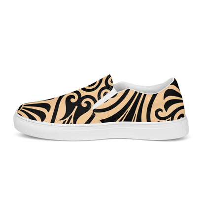 Damen-Canvas-Slipper N°0 in beige und schwarz mit Gummisohle, ideal für Komfort, Leichtigkeit und stilvolle Outfits.